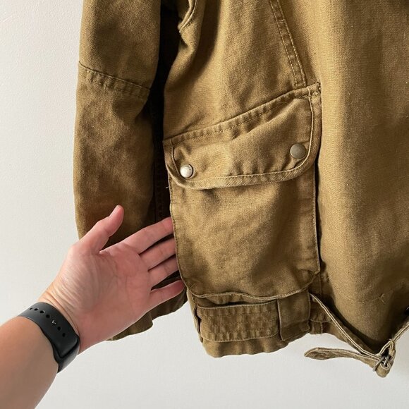 ARITZIA Wilfred Free Oversized Cargo Military Jacket Brown Small - Picture 9 of 9